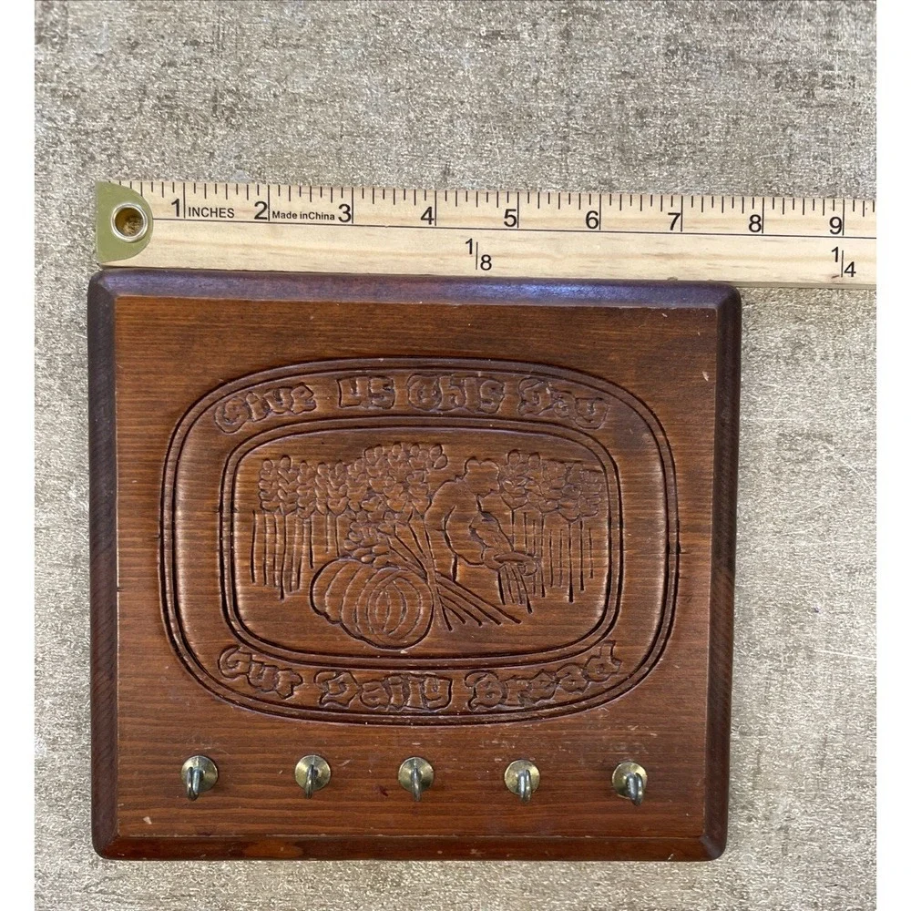 Wood Key Hanger Plaque Give Us This Day Our Daily Bread Vintage Cottagecore